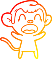 warm gradient line drawing of a shouting cartoon monkey png