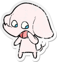 distressed sticker of a cute cartoon elephant png