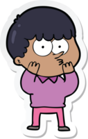 sticker of a cartoon curious boy png