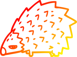 warm gradient line drawing of a cartoon angry hedgehog png