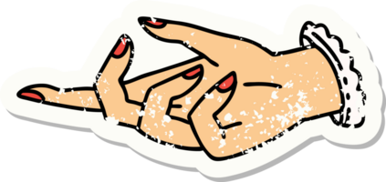 Distressed Sticker Tattoo im traditionellen Stil einer Hand png