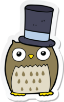 sticker of a cartoon owl wearing top hat png
