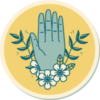 sticker van tatoeëren in traditioneel stijl van een hand- en bloem png