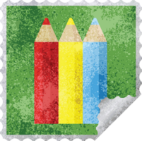 Farbstifte grafischer quadratischer Aufkleberstempel png