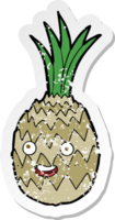 pegatina retro angustiada de una piña feliz de dibujos animados png