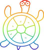 rainbow gradient line drawing of a cartoon turtle png