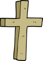 desenho animado doodle cruz de madeira png