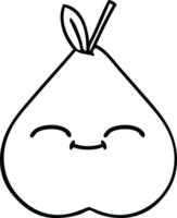 line drawing cartoon of a green pear png