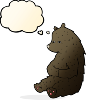 cute cartoon black bear with thought bubble png