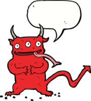 pequeño demonio de dibujos animados con burbujas de discurso png