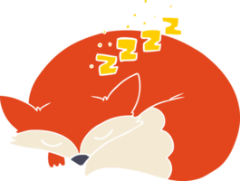 flat color style cartoon sleeping fox png