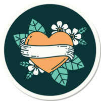 sticker of tattoo in traditional style of a heart and banner png