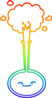 rainbow gradient line drawing of a cartoon chemical reaction png