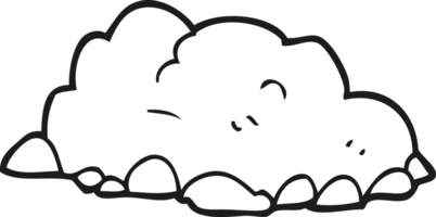 drawn black and white cartoon pile of dirt png