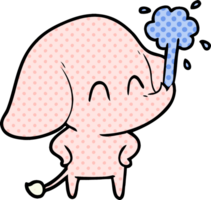 cute cartoon elephant spouting water png