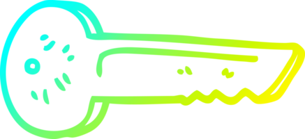 cold gradient line drawing of a cartoon metal key png