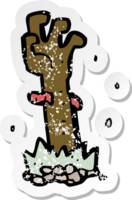 retro distressed sticker of a cartoon zombie hand png