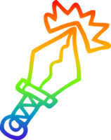 rainbow gradient line drawing of a cartoon sharp dagger png