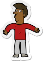 sticker of a cartoon man shrugging shoulders png