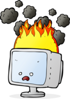 cartoon burning computer screen png