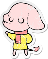 distressed sticker of a cute cartoon elephant png