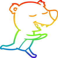 rainbow gradient line drawing of a cartoon bear png