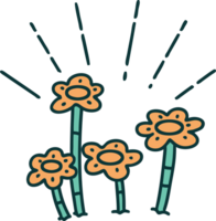 illustration of a traditional tattoo style flowers growing png