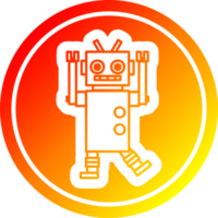 Tanzen Roboter kreisförmig Symbol mit warm Gradient Fertig png