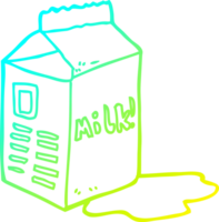 cold gradient line drawing of a cartoon milk carton png