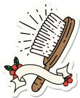 sticker of a tattoo style hairbrush png