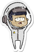 adesivo angosciato di un astronauta stanco dei cartoni animati png