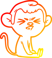 caloroso gradiente linha desenhando do uma desenho animado Bravo macaco png