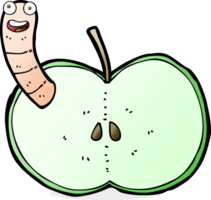 cartoon apple with worm png