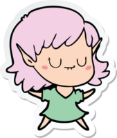 pegatina de una niña elfa feliz de dibujos animados png