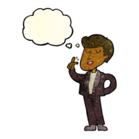 cartoon cool guy snapping fingers with thought bubble png