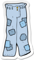 sticker of a cartoon patched old jeans png