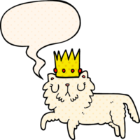 cartoon cat wearing crown with speech bubble in comic book style png