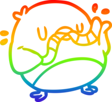 regenboog helling lijn tekening van een vogel aan het eten worm png