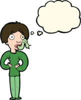 cartoon woman sticking out tongue with thought bubble png