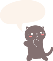 cute cartoon cat with speech bubble in retro style png