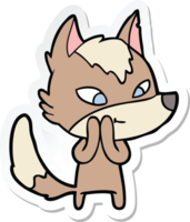 sticker of a friendly cartoon wolf png