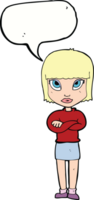 cartoon woman with crossed arms with speech bubble png