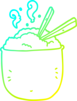 cold gradient line drawing of a cartoon bowl of rice png