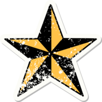 distressed sticker tattoo in traditional style of a star png