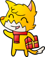 fox cartoon character with present png