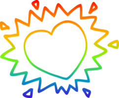 rainbow gradient line drawing of a cartoon love heart png