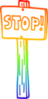rainbow gradient line drawing of a cartoon road sign png