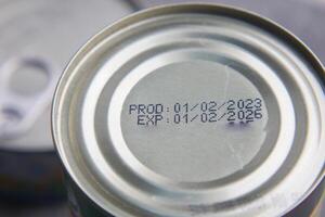 expire date on food can on white background , photo