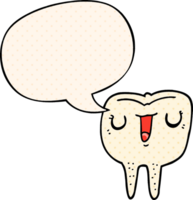 Karikatur glücklich Zahn mit Rede Blase im Comic Buch Stil png