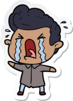 sticker of a cartoon crying man png